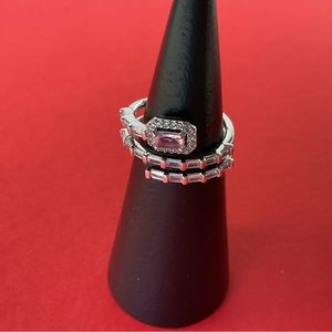 Bomb Party RBP6473 “Love and Be Loved” LC Rose Quartz on Rhodium Size 7 Ring NWT